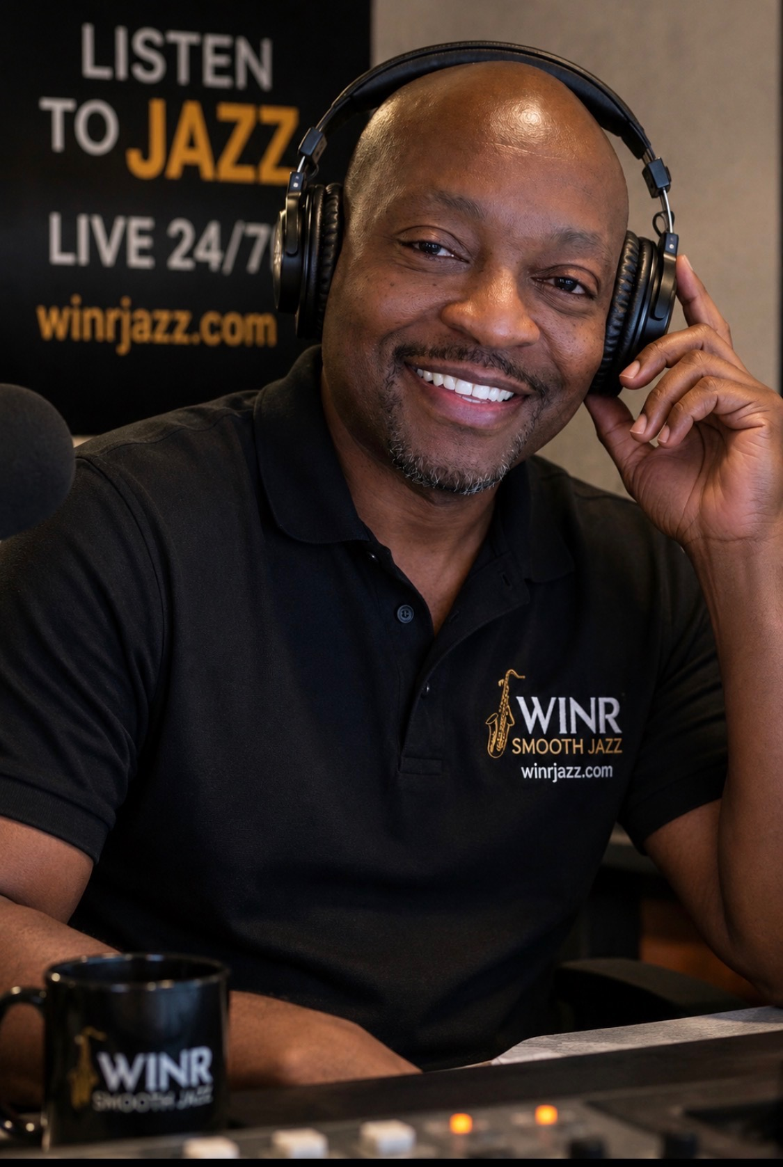 Greg Brown in the WINR studio